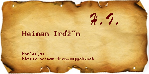 Heiman Irén névjegykártya